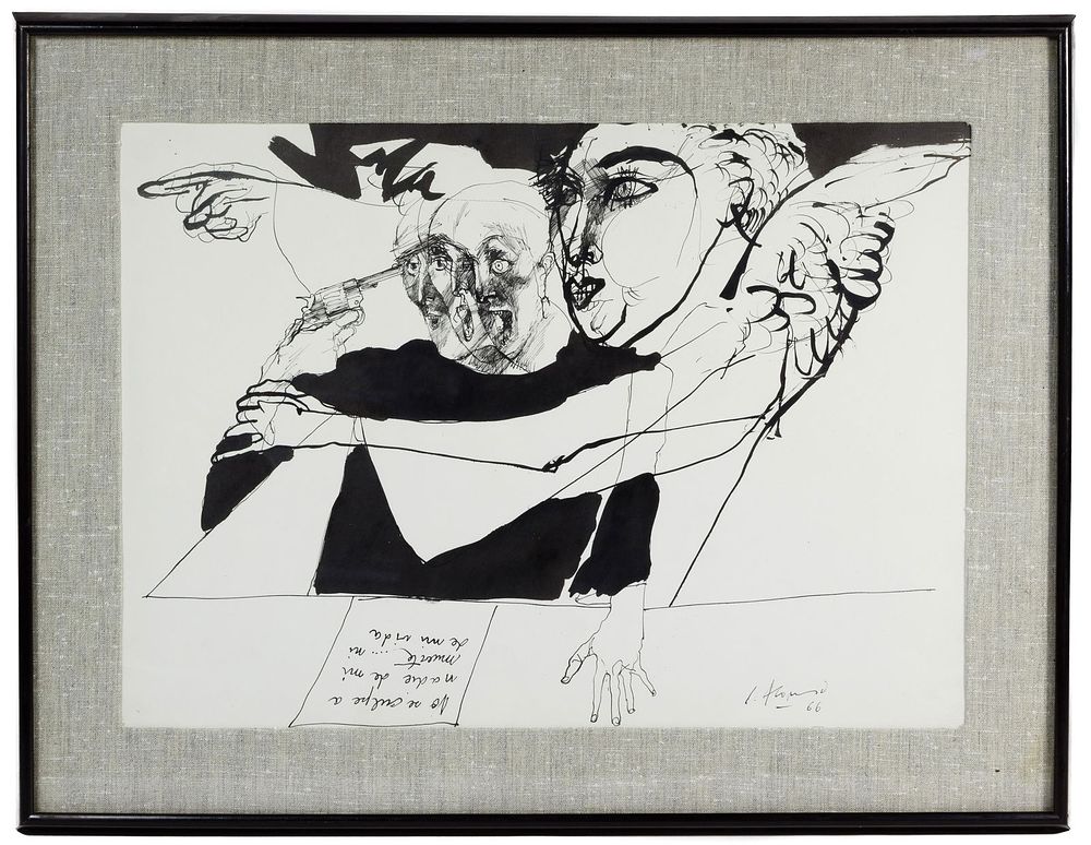 Lot 452: Carlos Alonso (Argentine, b.1929) Ink on Paper