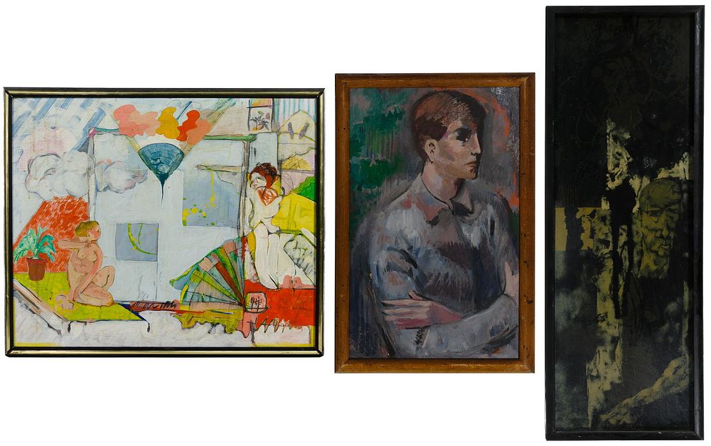 Lot 552: Mid-Century Modern Oil on Panel Assortment