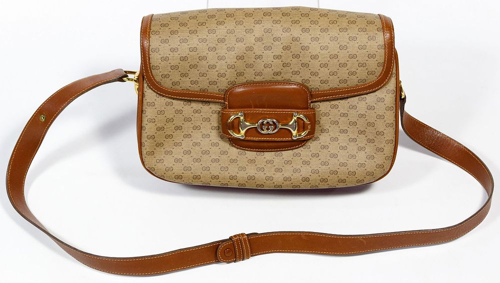 Lot 567: Gucci Canvas and Leather Shoulder Bag