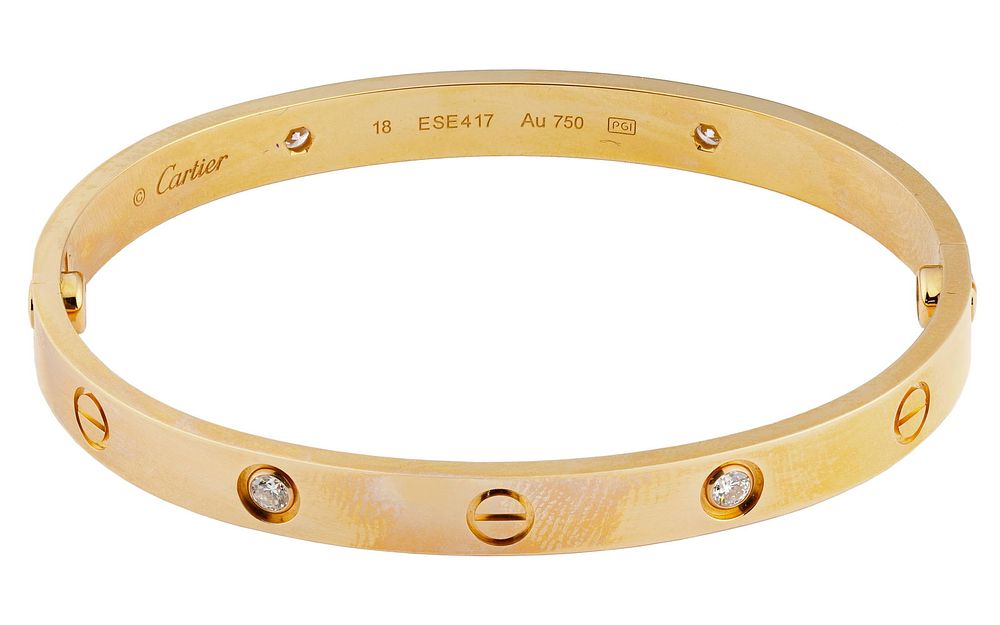 Lot 570: Cartier 18k Pink Gold and Diamond 'Love' Bracelet