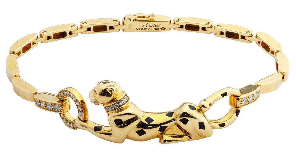 Lot 571: Cartier 18k Yellow Gold, Tsavorite Garnet, Onyx and