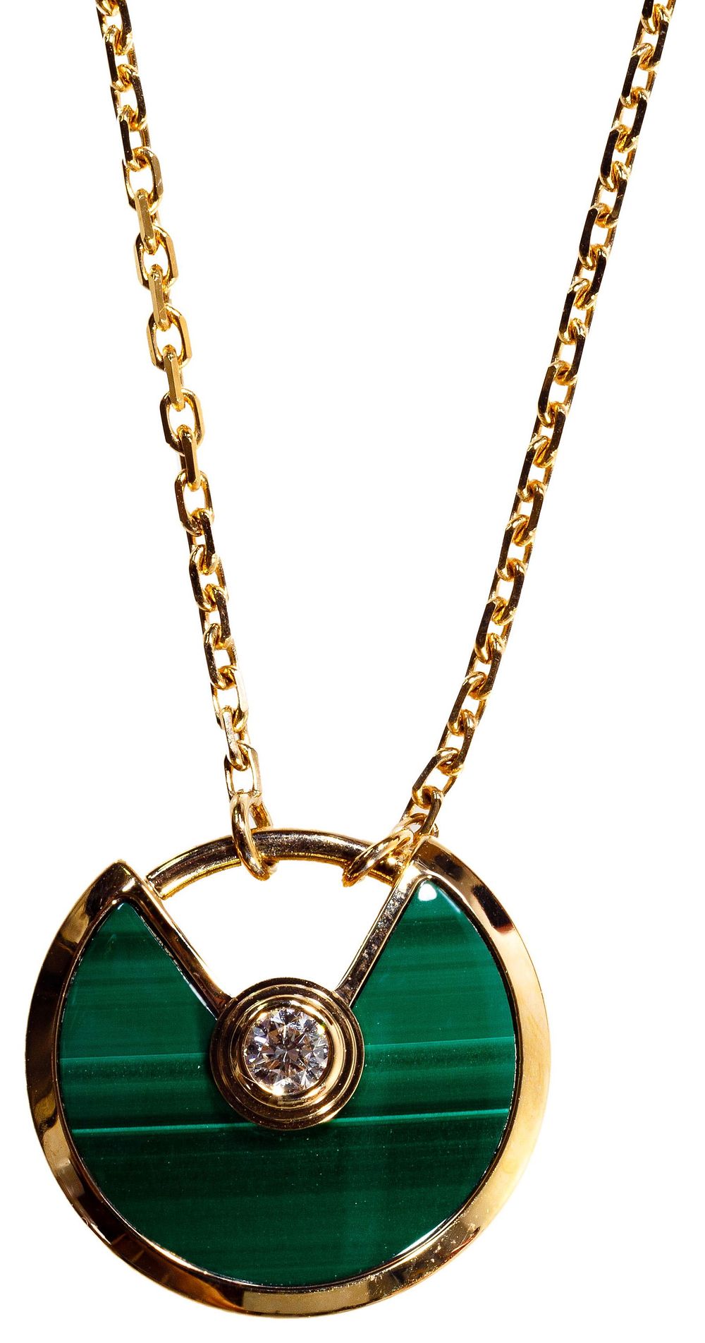 Lot 587: Cartier 18k Pink Gold, Malachite and Diamond 'Amulette