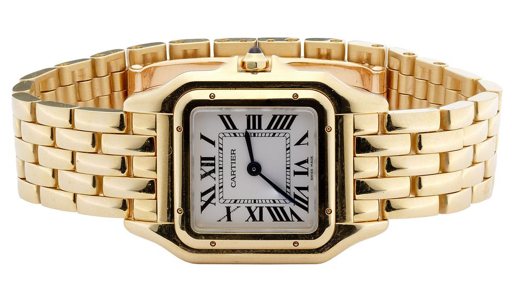 Lot 589: Cartier 18k Yellow Gold Case and Band