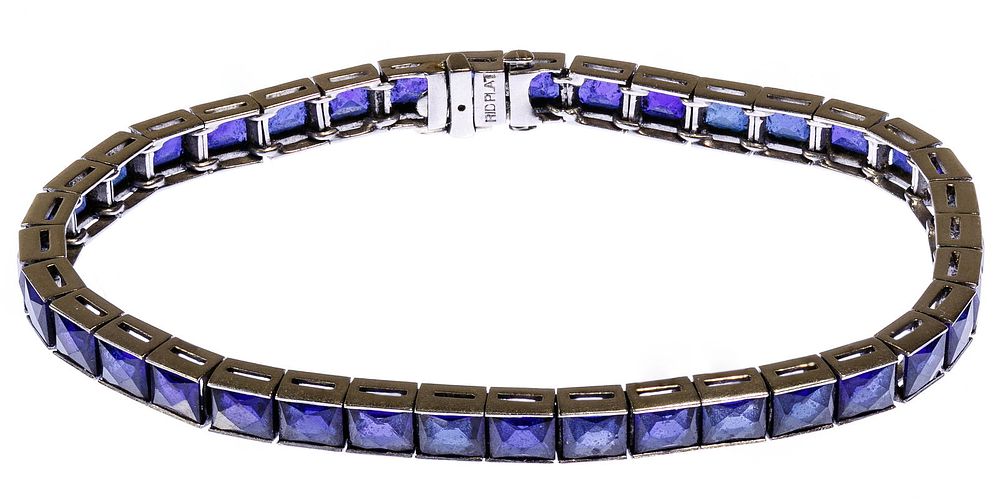 Lot 598: Platinum and Sapphire Bracelet