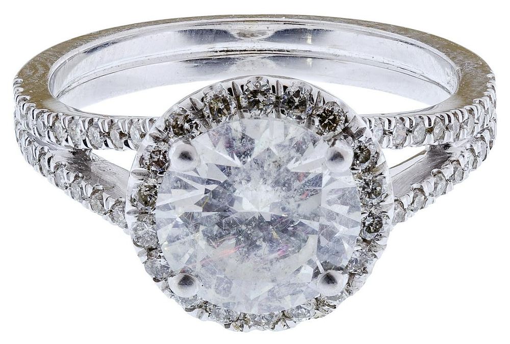 Lot 630: 14k White Gold and Diamond Ring