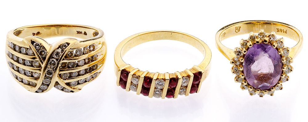 Lot 635: 14k Gold Ring Assortment