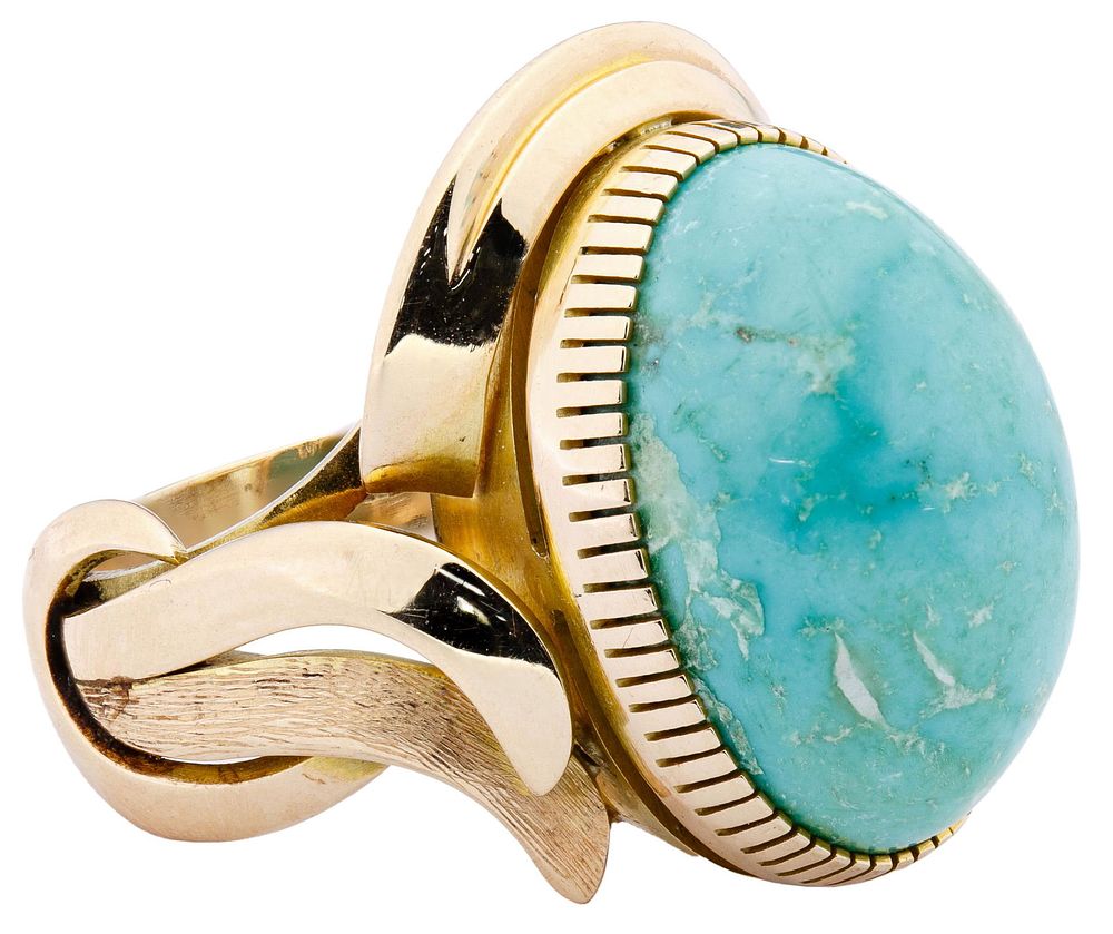 Lot 646: 14k Gold and Turquoise Ring