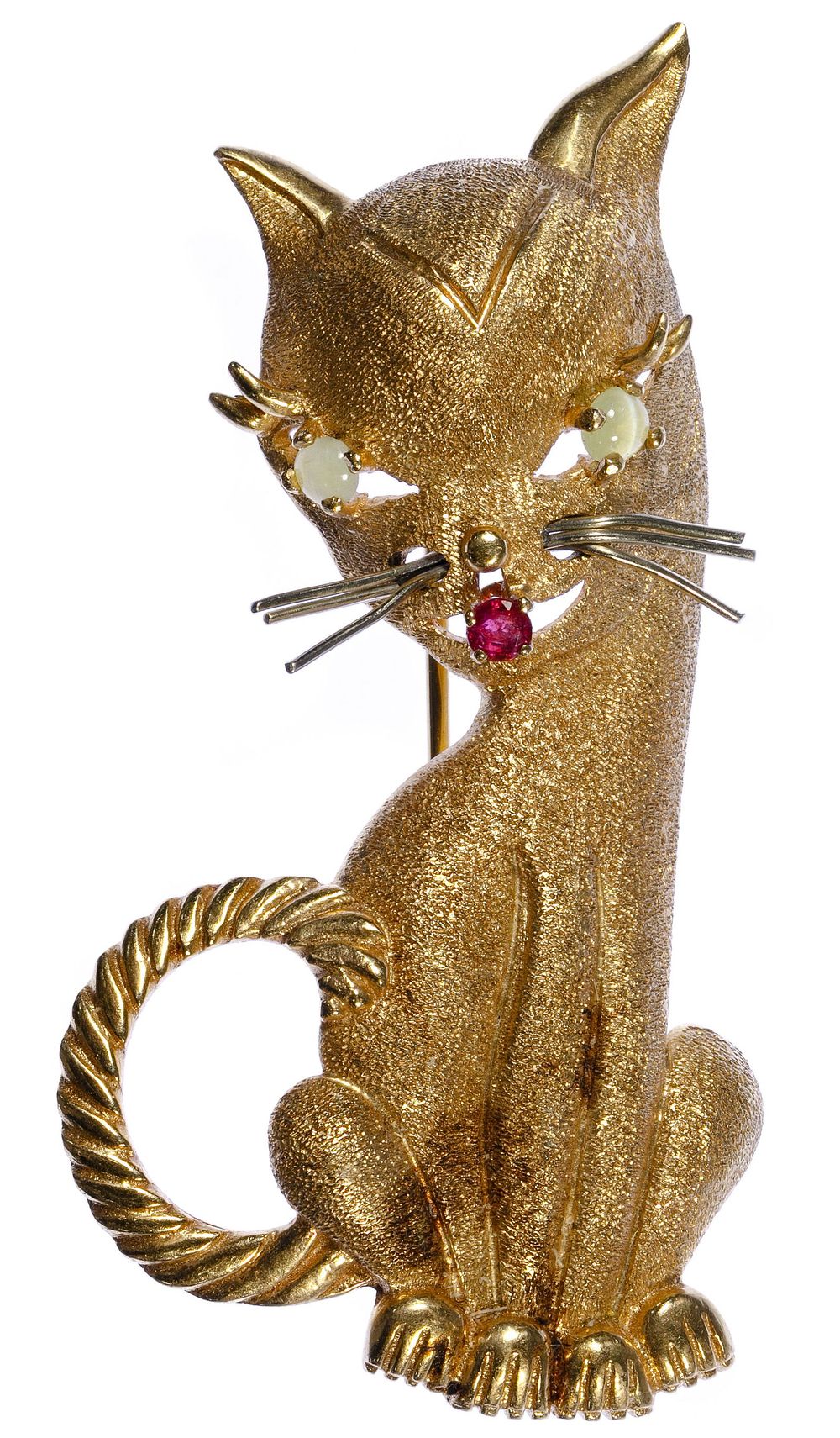 Lot 668: 14k Gold Cat Brooch