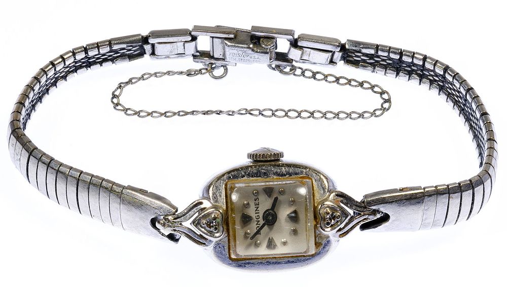 Lot 695: Longines 14k White Gold Case Wrist Watch