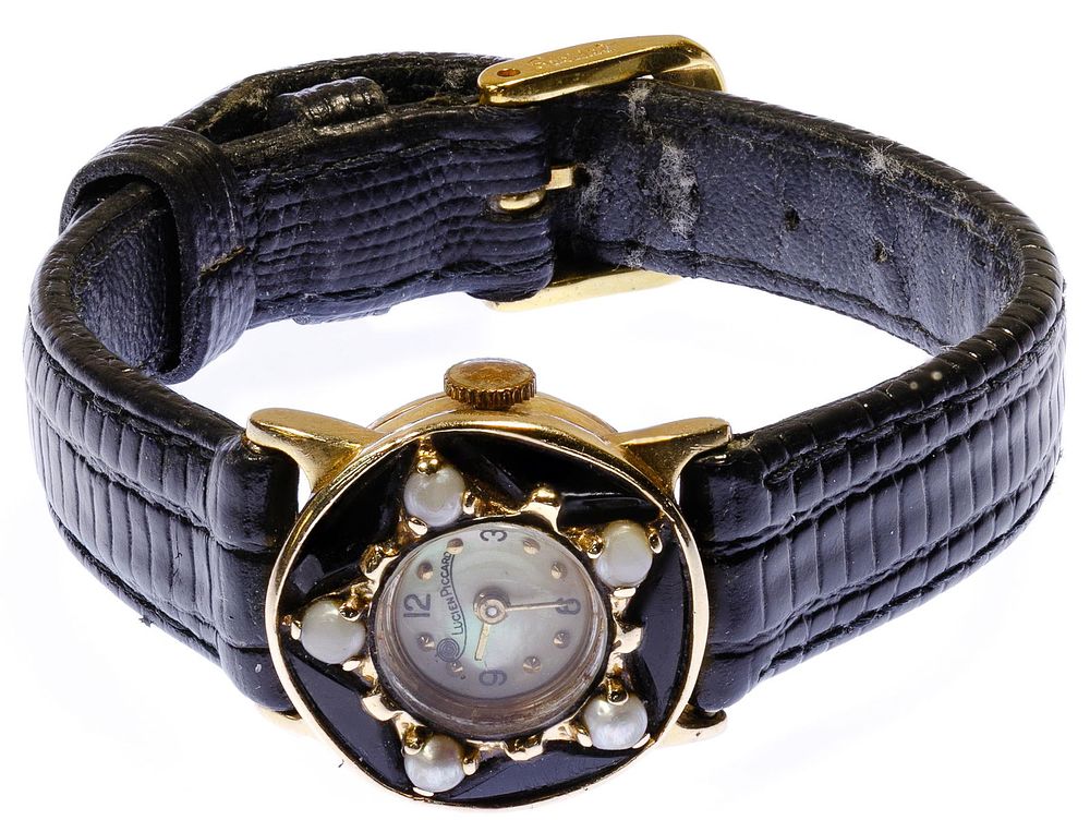 Lot 697: Lucien Piccard 14k Gold Case Wrist Watch