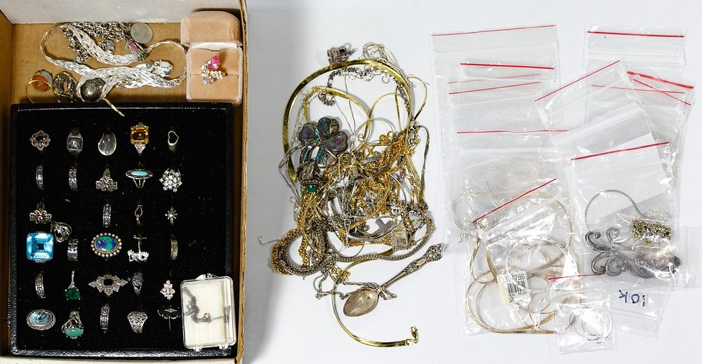 Lot 700: 10k Gold and Sterling Silver Jewelry Assortment