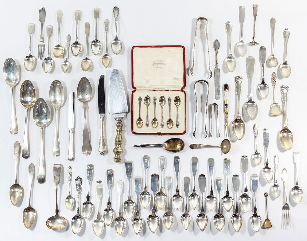 Lot 729: Sterling, Coin and European Silver Flatware Assortment
