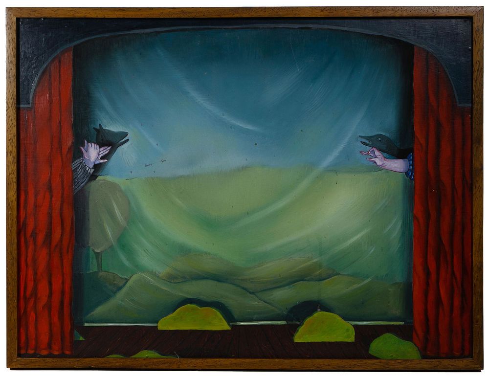 Lot 209: Eleanor Spiess-Ferris (American, b.1941) 'Dog and Swan'