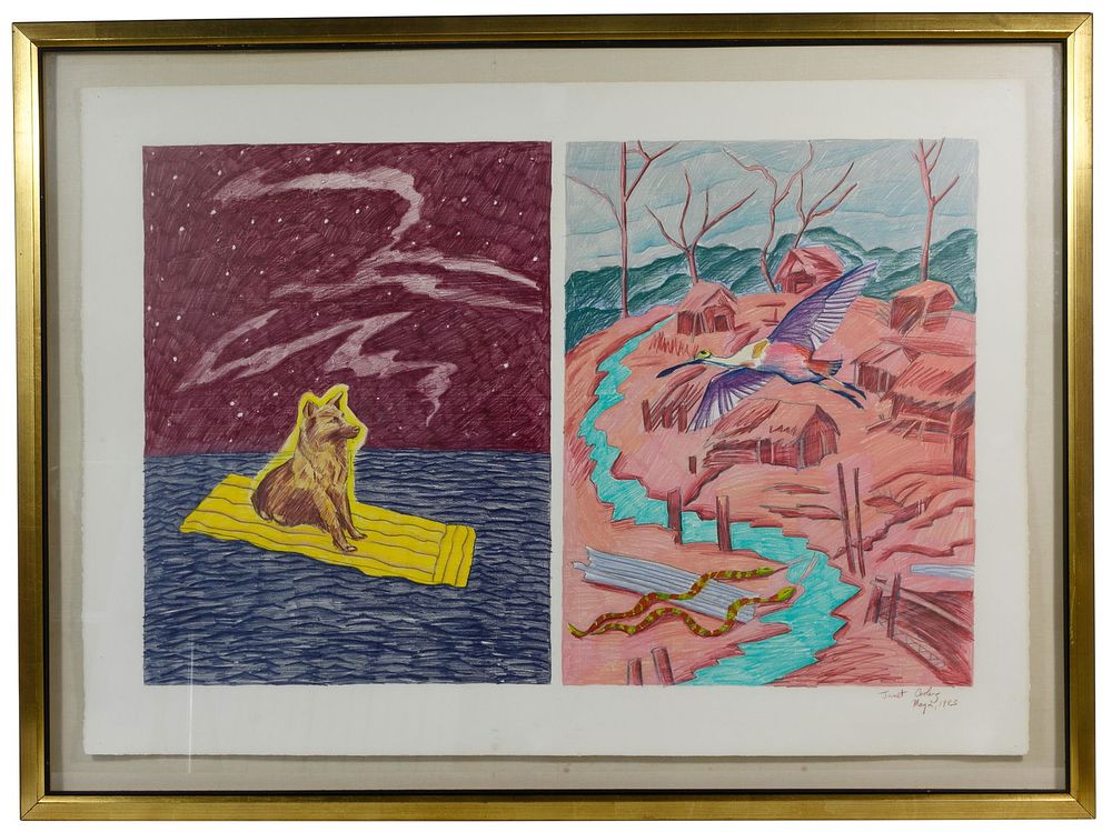 Lot 215: Janet Cooling (American, b.1951) Colored Pencil on