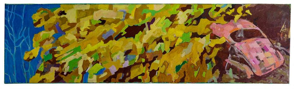 Lot 245: Adrian Moldovan (Romanian, b.1955) 'Foliage Over Car'