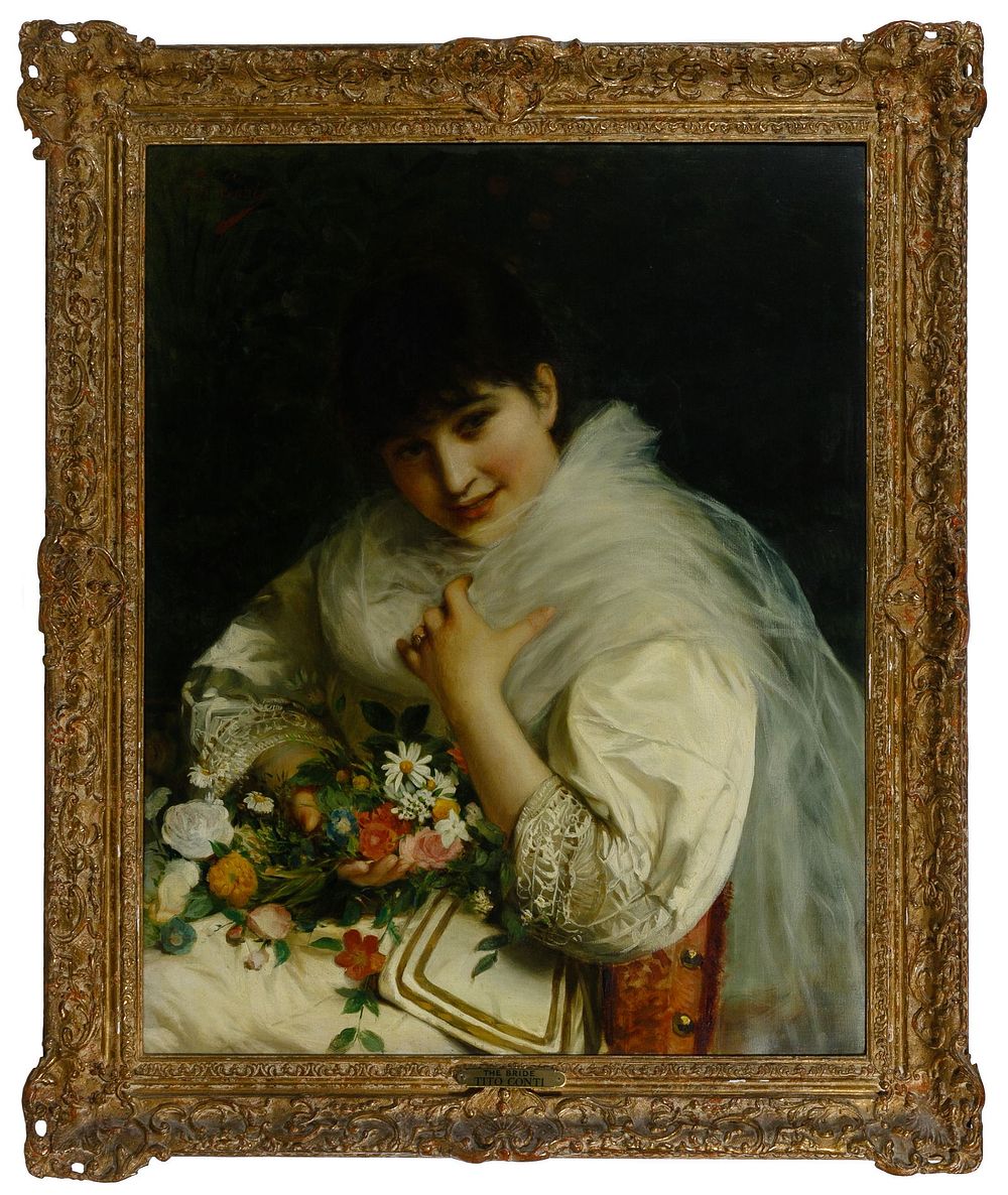 Lot 268: Tito Conti (Italian, 1842-1924) 'The Bride' Oil on