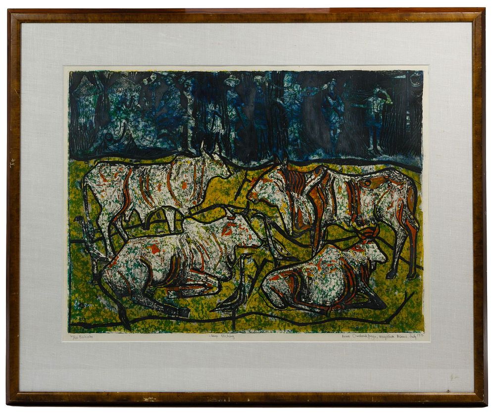 Lot 280: Bruce Onobrakpeya (Nigerian, b.1952) "Haystack Maine"
