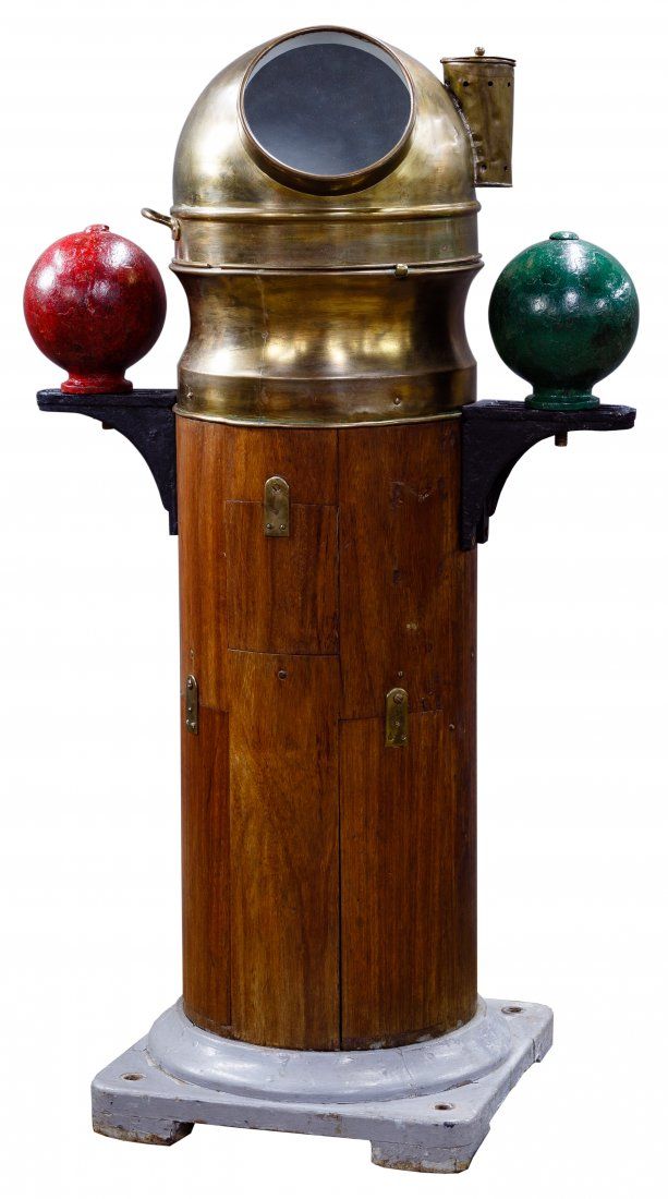 Lot 423: Brass and Wood Ship Binnacle