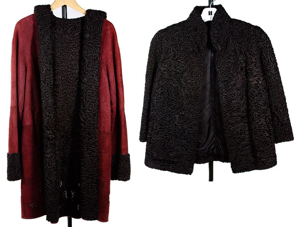 Lot 447: Persian Lamb Coat and Hat Assortment