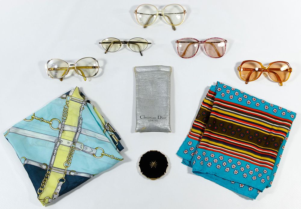 Lot 450: Designer Eye Glass Frame and Silk Scarf Assortment