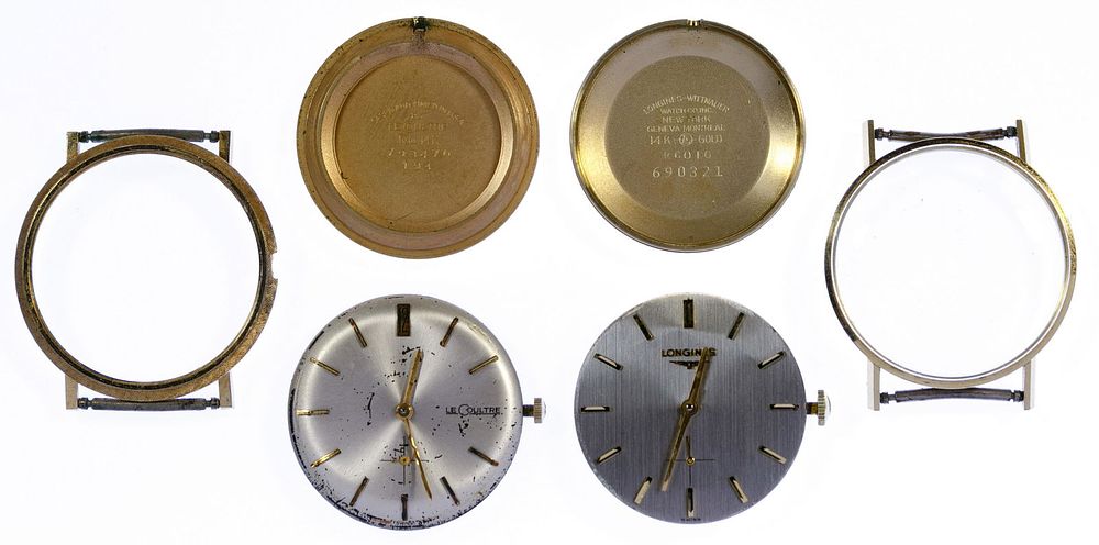Lot 517: Longines and Le Coultre 14k Gold Case Wrist Watches