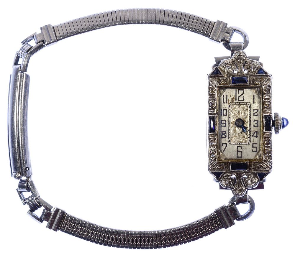 Lot 528: Platinum Case Ladies Wrist Watch