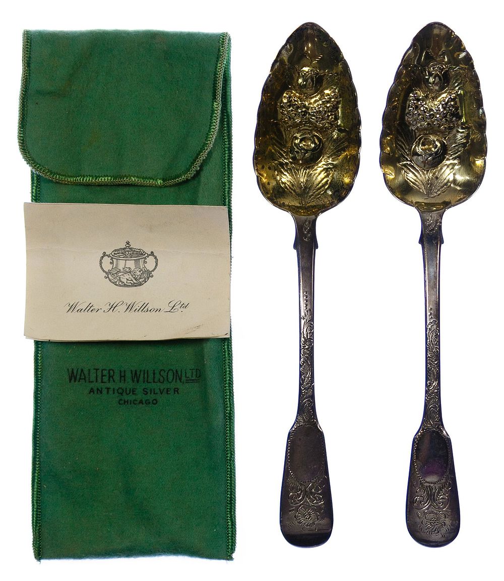 Lot 554: English Georgian Sterling Silver Berry Spoons