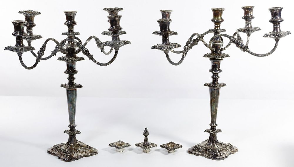 Lot 567: Victorian Style Silverplate Candelabras
