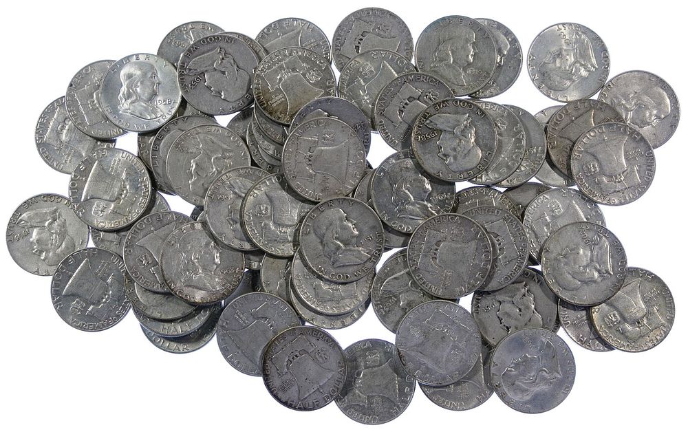 Franklin Silver 50c Assortment 
$38.00 face value US 90% silver including (76) Franklin 50c 