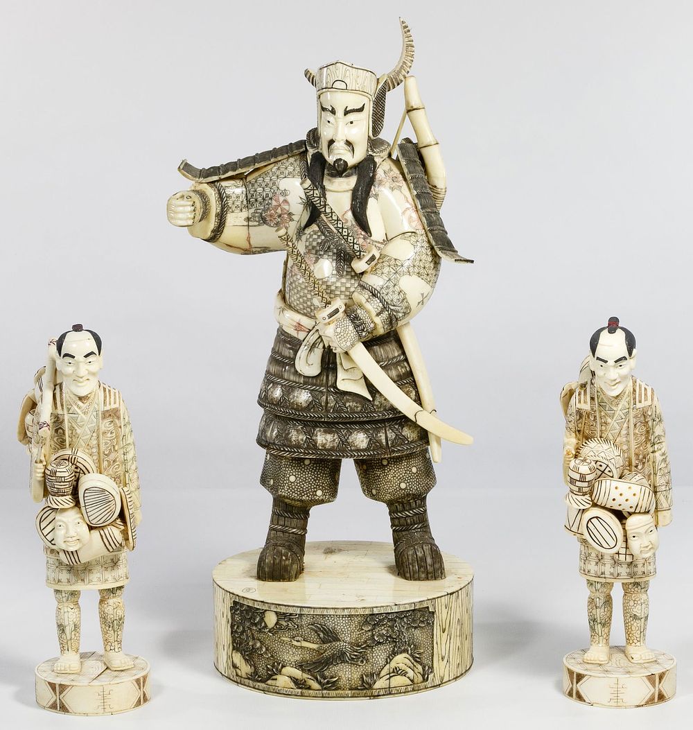 Lot 168: Asian Carved Faux Bone Figurine Assortment