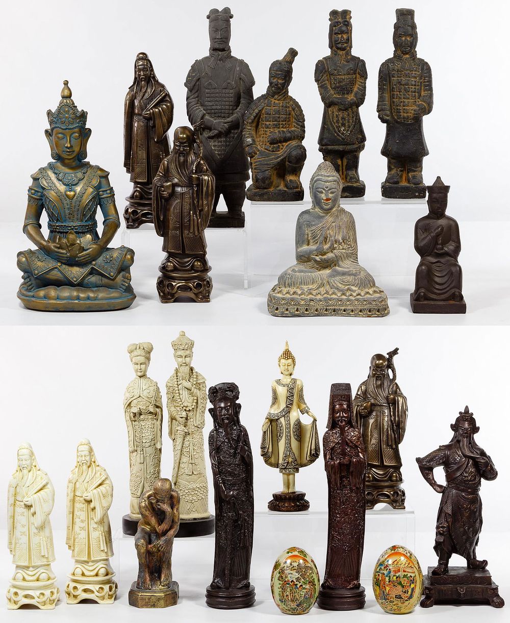 Lot 183: Asian Resin, Ceramic and Porcelain Figurine Assortment