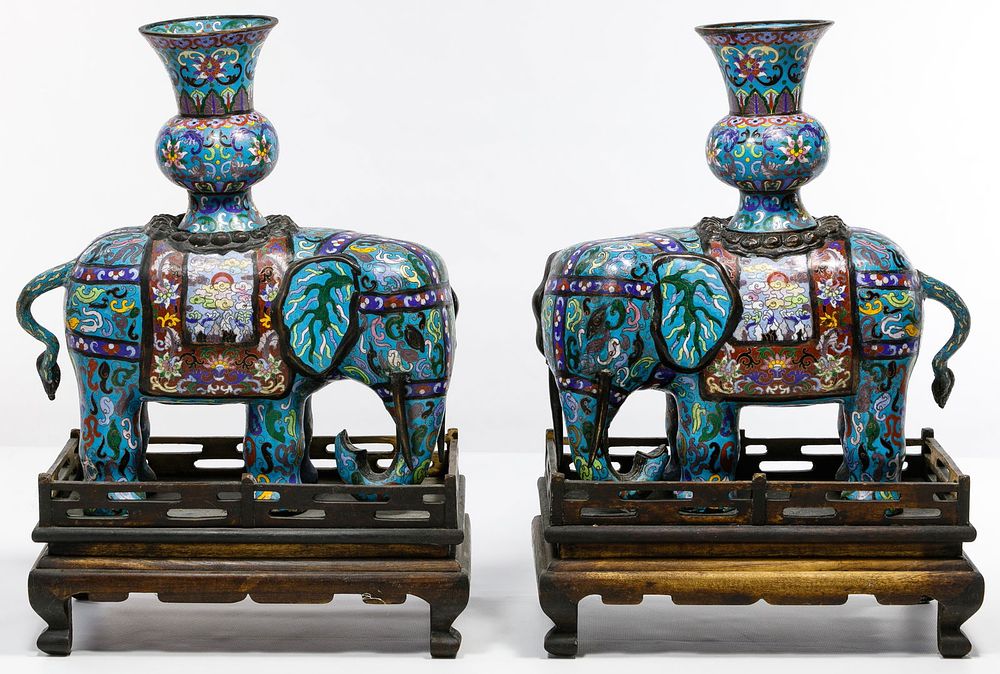 Lot 189: Asian Style Cloisonne Elephants