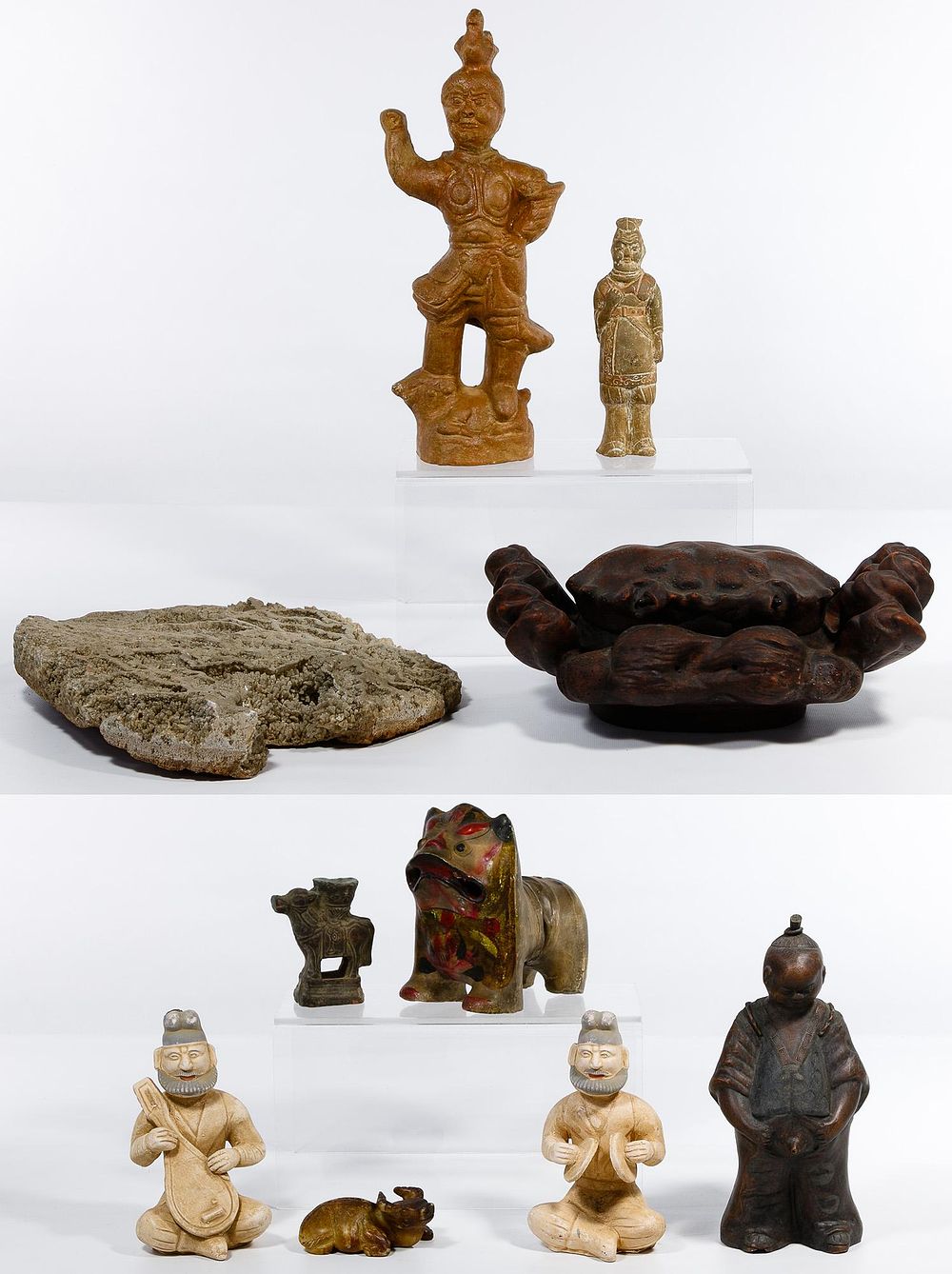 Lot 191: Asian Style Pottery Figurine and Coral Assortment