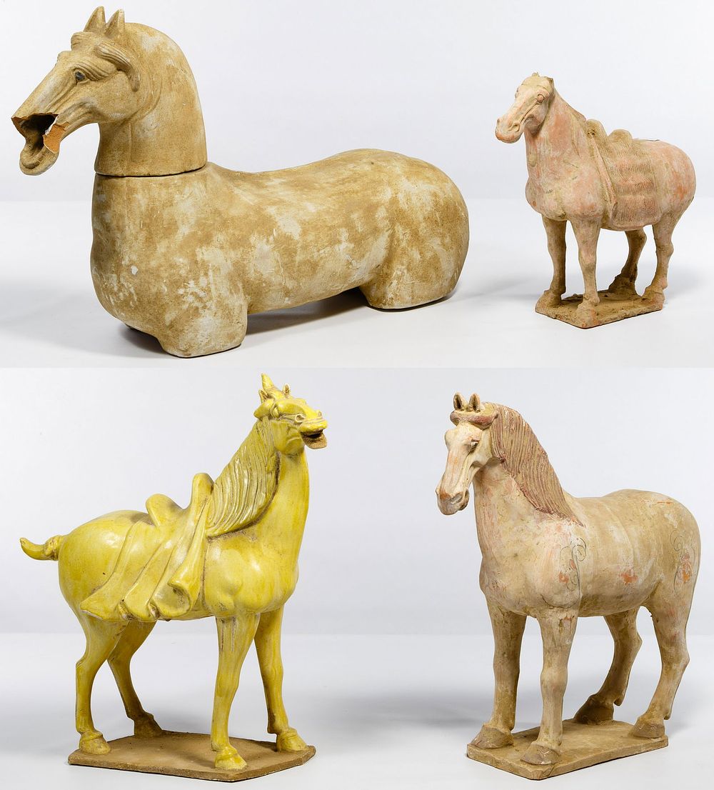 Lot 192: Asian Style Tang Terracotta Horse Figurine Assortment