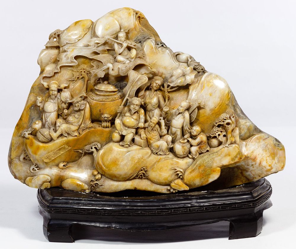 Lot 196: Chinese Carved Soapstone Mountain