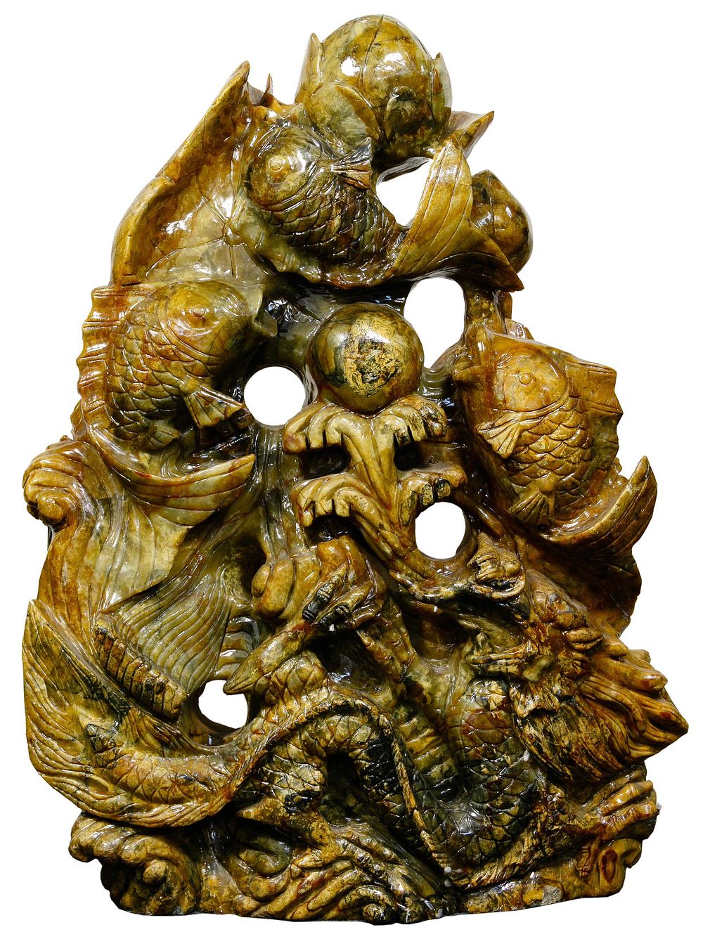 Lot 210: Chinese Stone Fish Carving