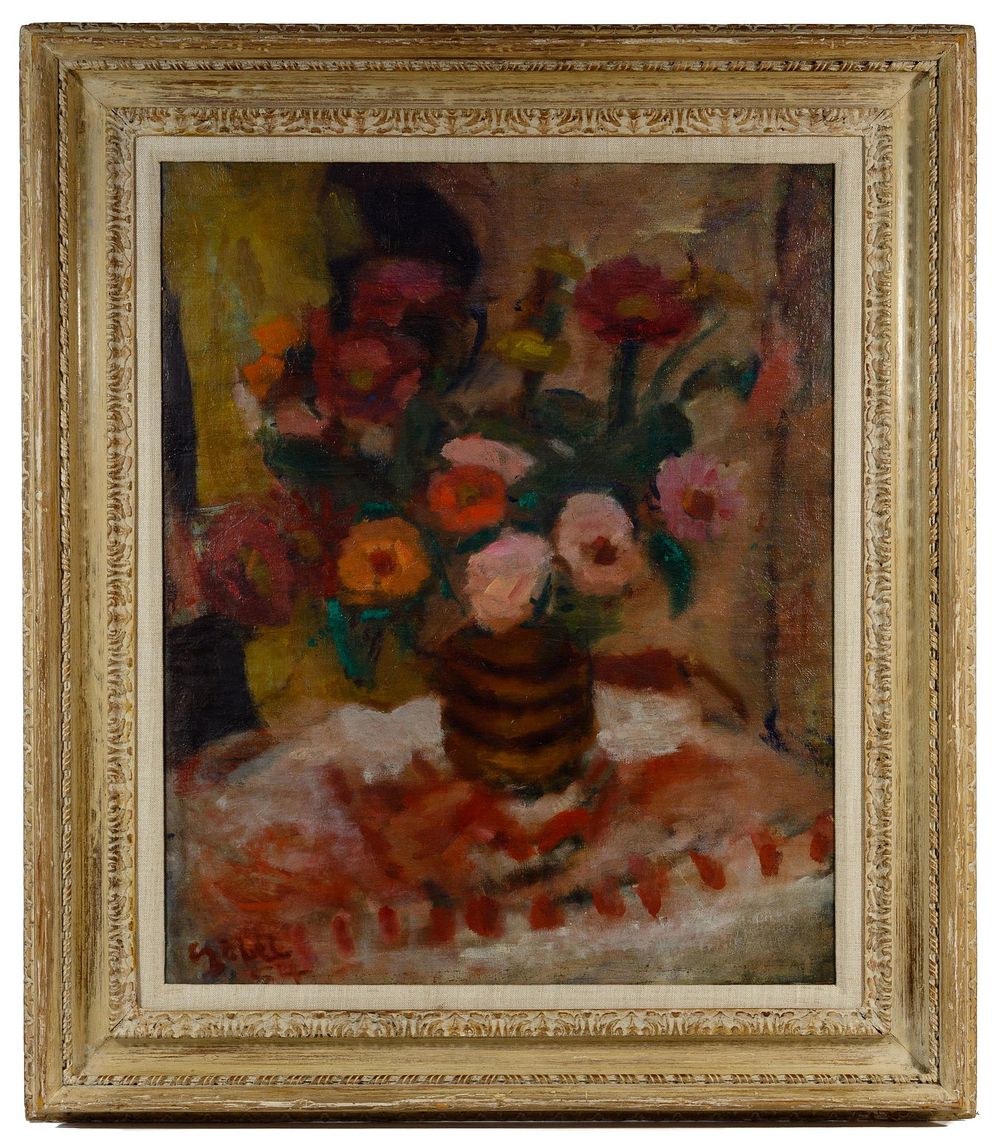 Lot 261: Bela Czobel (Hungarian, 1883-1976) 'Grand Bouquet' Oil