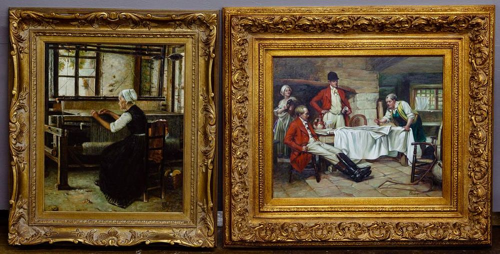 Lot 264: J. Phillips (European, 20th Century) Oils on Canvas