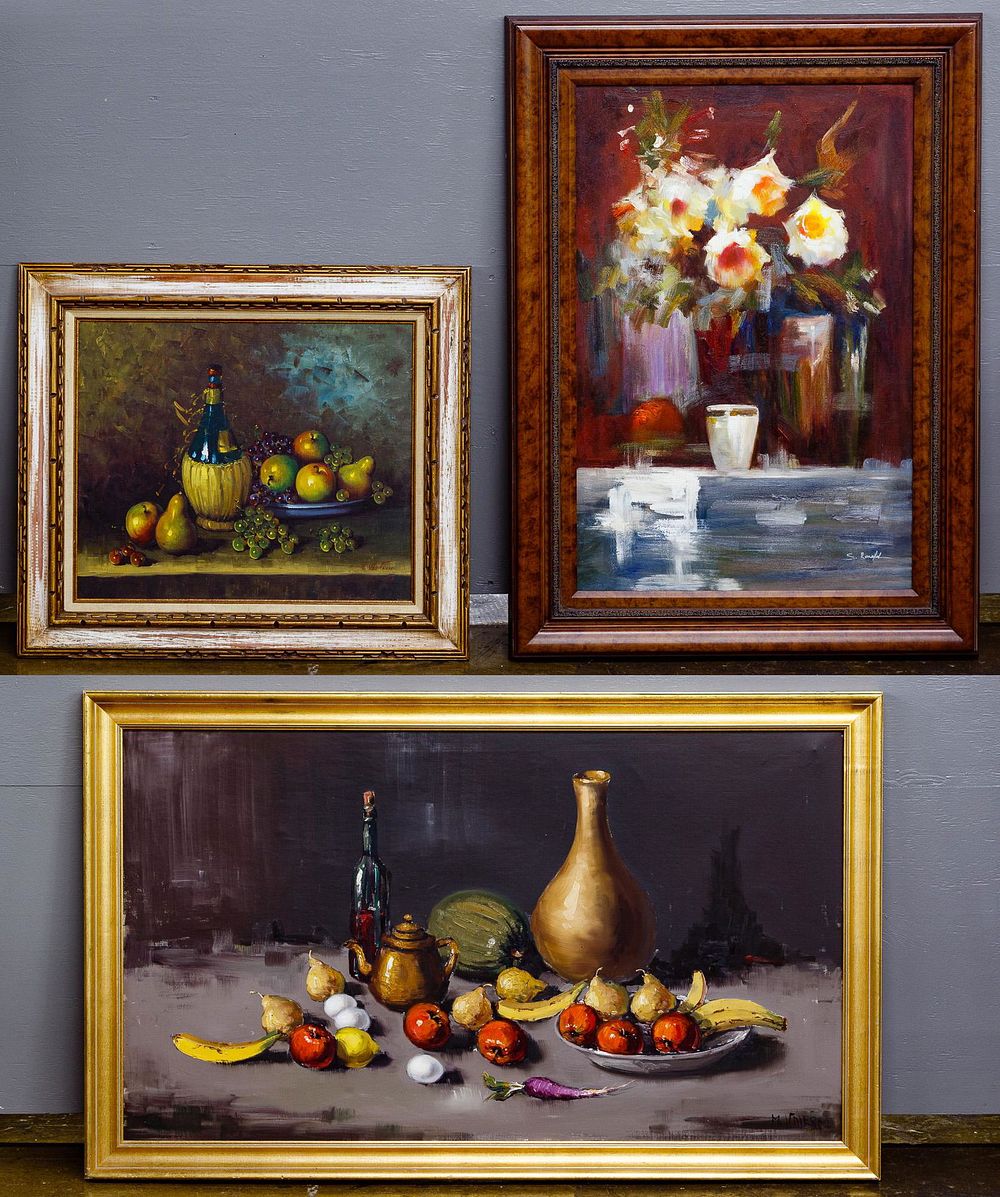 Lot 323: Still Life Oil on Canvas Assortment