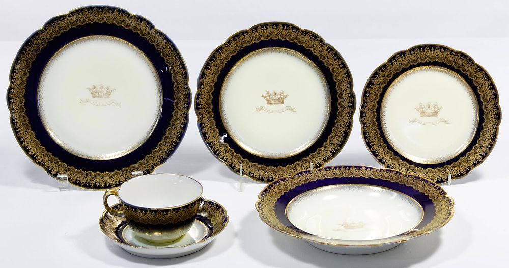 Lot 338: Limoges Sevres Armorial China Assortment