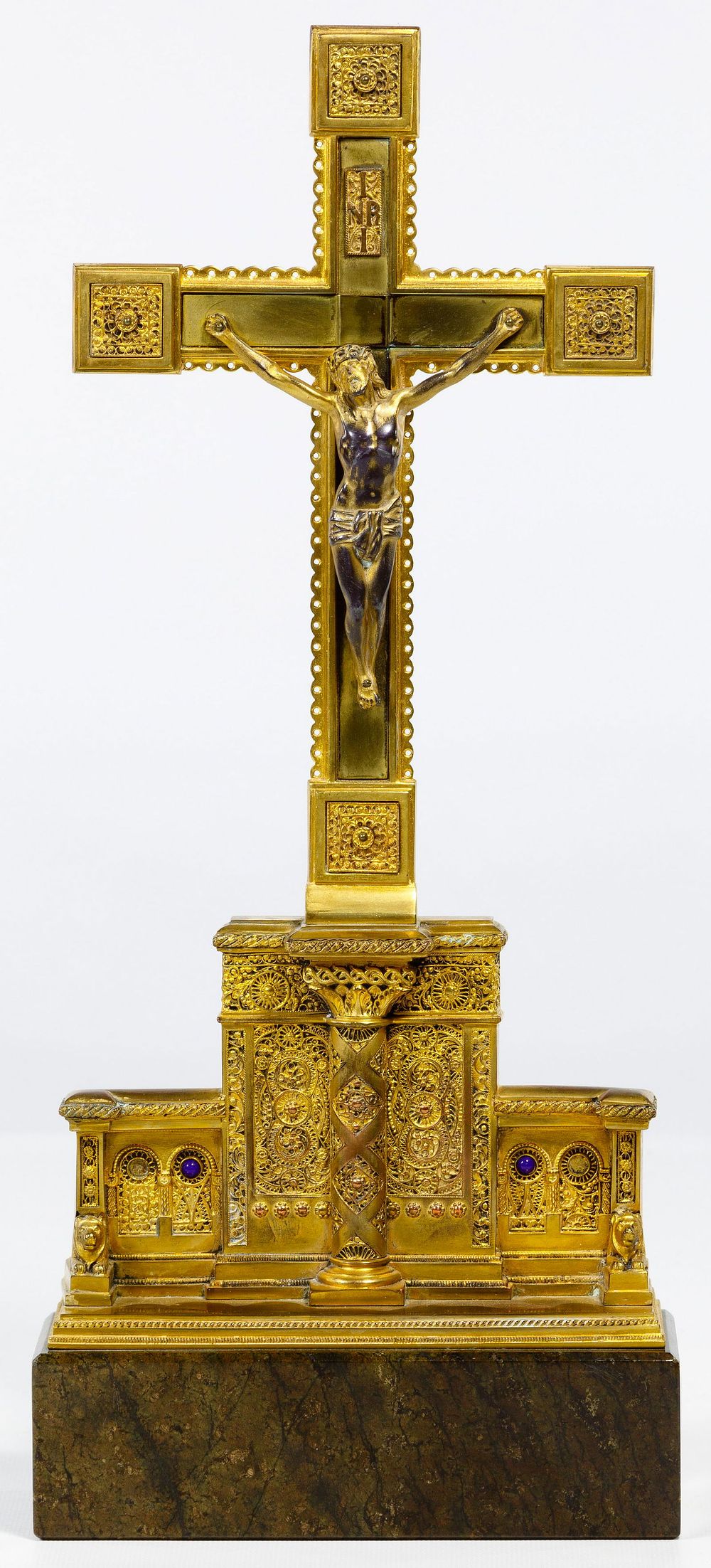 Lot 368: German Gold Wash Religious Crucifix Statue