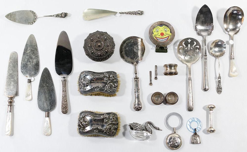 Lot 403: Mixed Silver Flatware and Hollowware Assortment