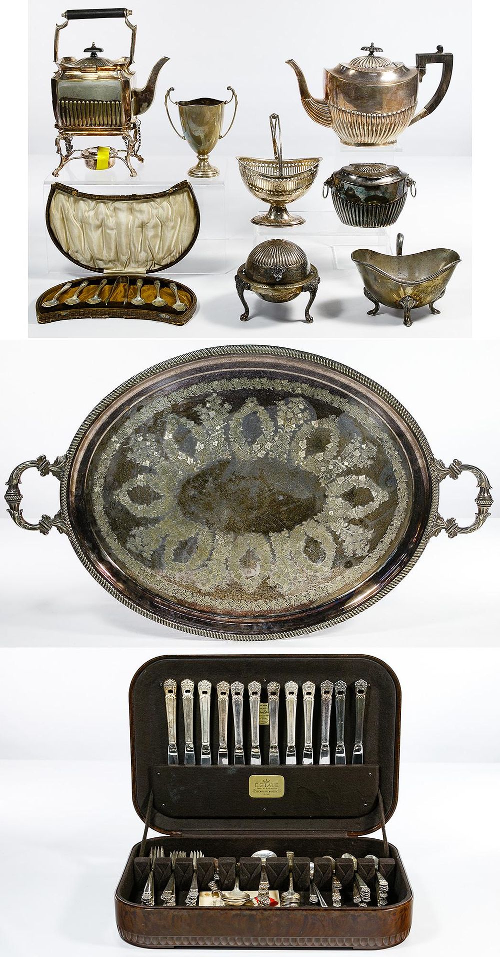Lot 410: Sterling Silver and Silverplate Hollowware and Flatware