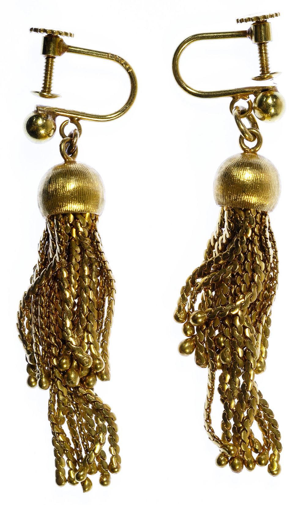 Lot 412: 18k Gold Screw-back Dangle Earrings