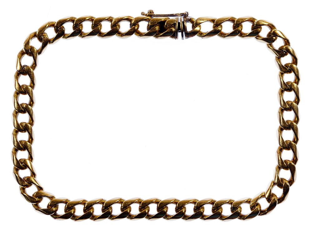 Lot 414: 18k Gold Curb Link Bracelet