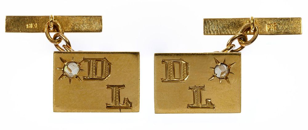 Lot 423: 18k Gold and Diamond Cuff Links
