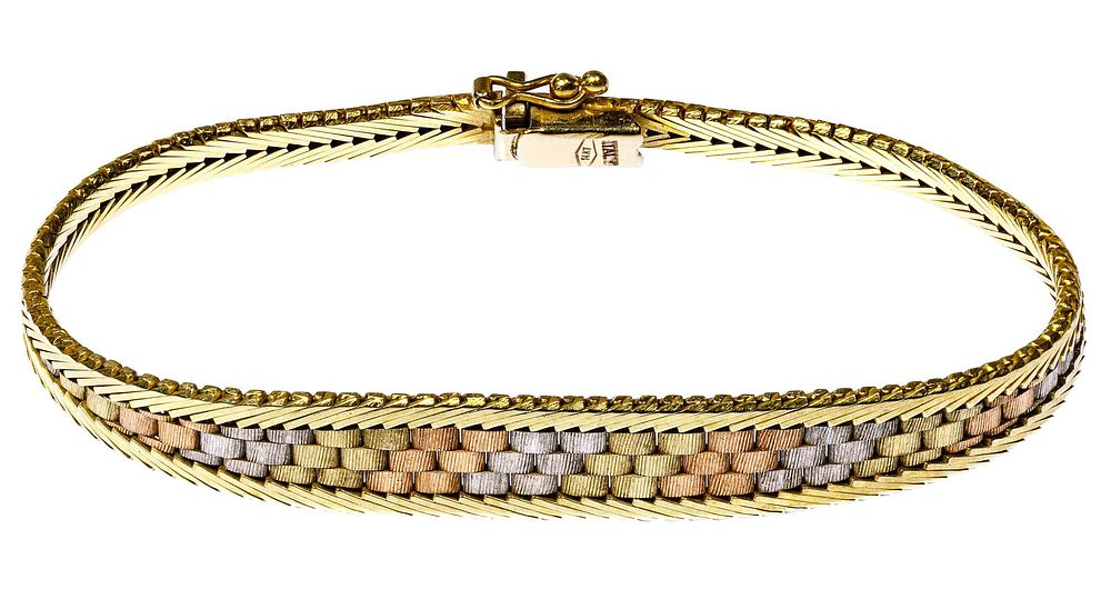 Lot 435: 14k Tri-Color Gold Bracelet