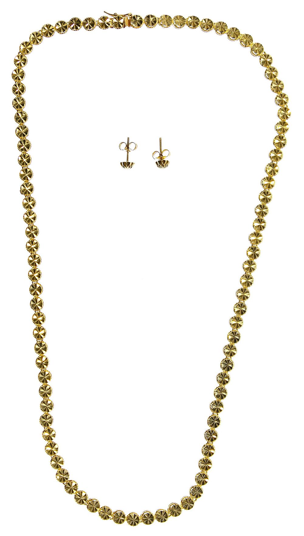 Lot 439: 14k Gold Necklace and Earring Set