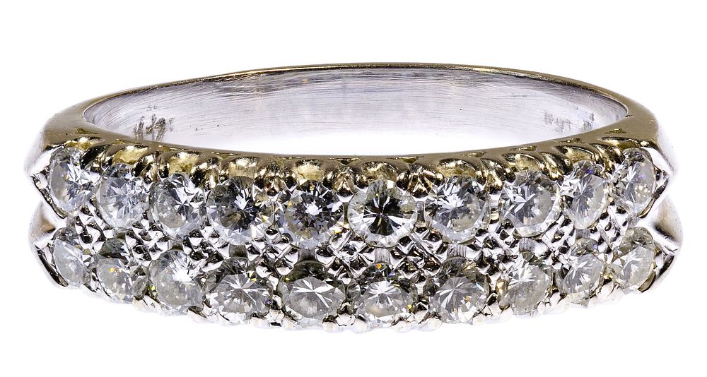 Lot 453: 14k White Gold and Diamond Band Ring