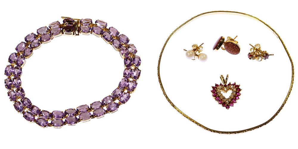 Lot 469: 14k Gold and Semi-Precious Gemstone Jewelry Assortment